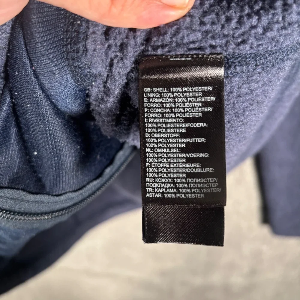 The North Face Womens XL Fleece Jacket‎ Navy Blue Full Zip Sherpa Lined Outdoor